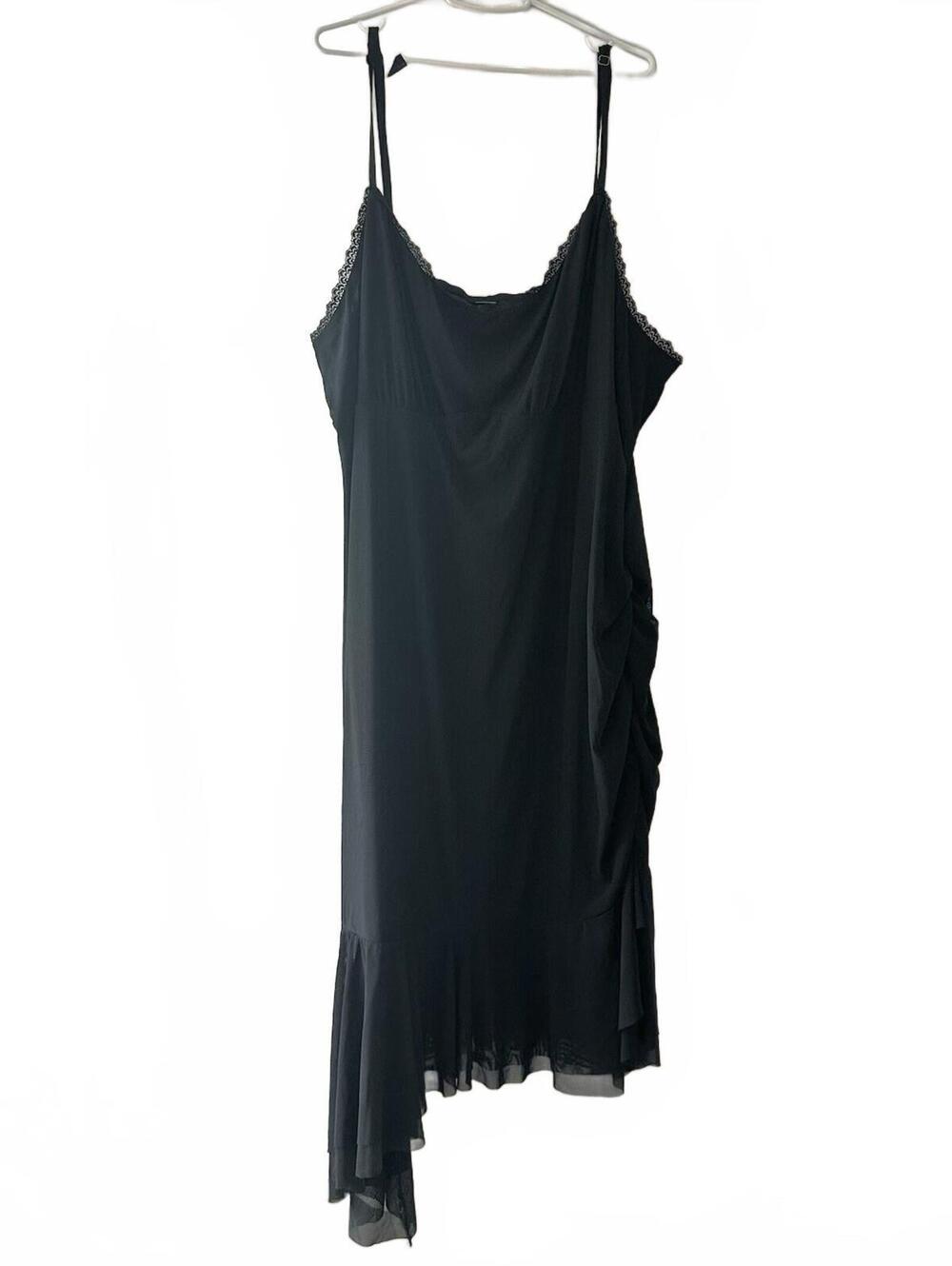 Wild Fable Asymmetrical  Dark Fairy Whimsigoth Black Mesh Lace Slip Dress 4xl